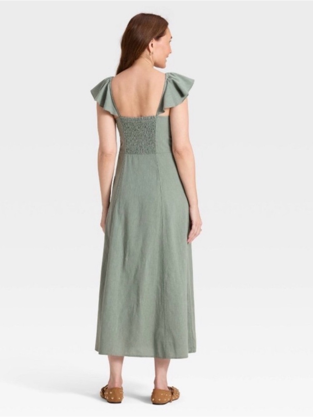 Universal Thread Sage Green Maxi Dress with Flutter Sleeves
